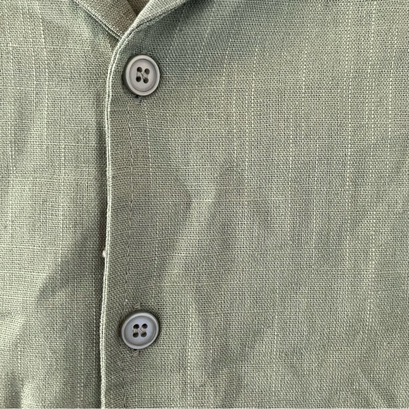 NWT Men’s Green Linen Short Sleeve Button up Collared Shirt (Small) - Picture 6 of 8